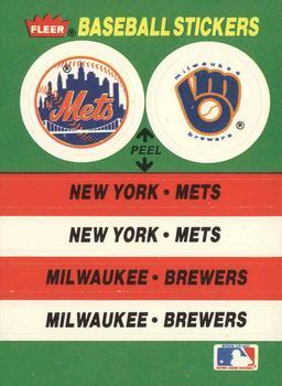 #61 New York Mets / Milwaukee Brewers - New York Mets / Milwaukee Brewers - 1988 Fleer - Team Stickers Baseball