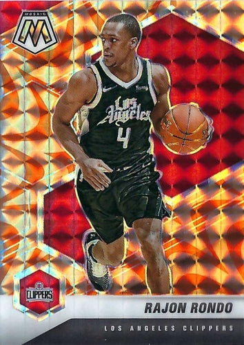 #61 Rajon Rondo - Los Angeles Clippers - 2020-21 Panini Mosaic - Mosaic Reactive Orange Basketball