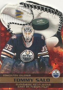 #3 Tommy Salo - Edmonton Oilers - 2002-03 Pacific Prism Platinum McDonald's - Glove Side Net-Fusions Hockey
