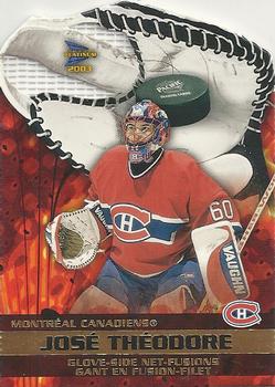 #4 Jose Theodore - Montreal Canadiens - 2002-03 Pacific Prism Platinum McDonald's - Glove Side Net-Fusions Hockey