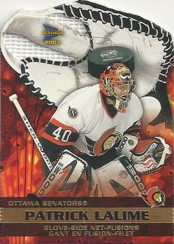 #5 Patrick Lalime - Ottawa Senators - 2002-03 Pacific Prism Platinum McDonald's - Glove Side Net-Fusions Hockey