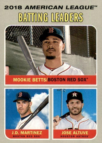 #62 2018 A.L. Batting Leaders Mookie Betts / J.D. Martinez / Jose Altuve - Boston Red Sox / Houston Astros - 2019 Topps Heritage Baseball