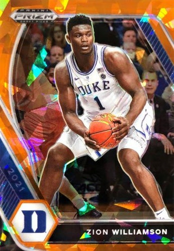 #63 Zion Williamson - Duke Blue Devils - 2021 Panini Prizm Draft Picks - Orange Ice Basketball