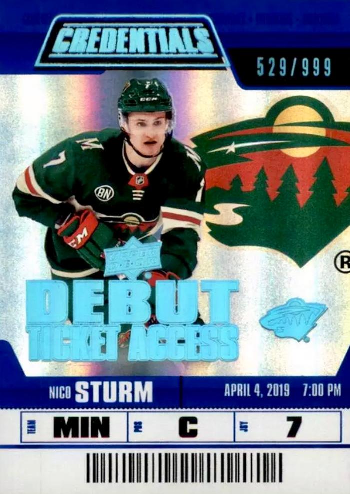 #64 Nico Sturm - Minnesota Wild - 2019-20 Upper Deck Credentials Hockey