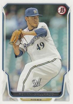 #64 Yovani Gallardo - Milwaukee Brewers - 2014 Bowman Baseball