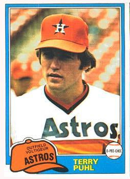 #64 Terry Puhl - Houston Astros - 1981 O-Pee-Chee - Gray Back Baseball