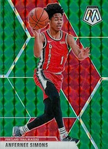 #65 Anfernee Simons - Portland Trail Blazers - 2019-20 Panini Mosaic - Green Prizm Basketball