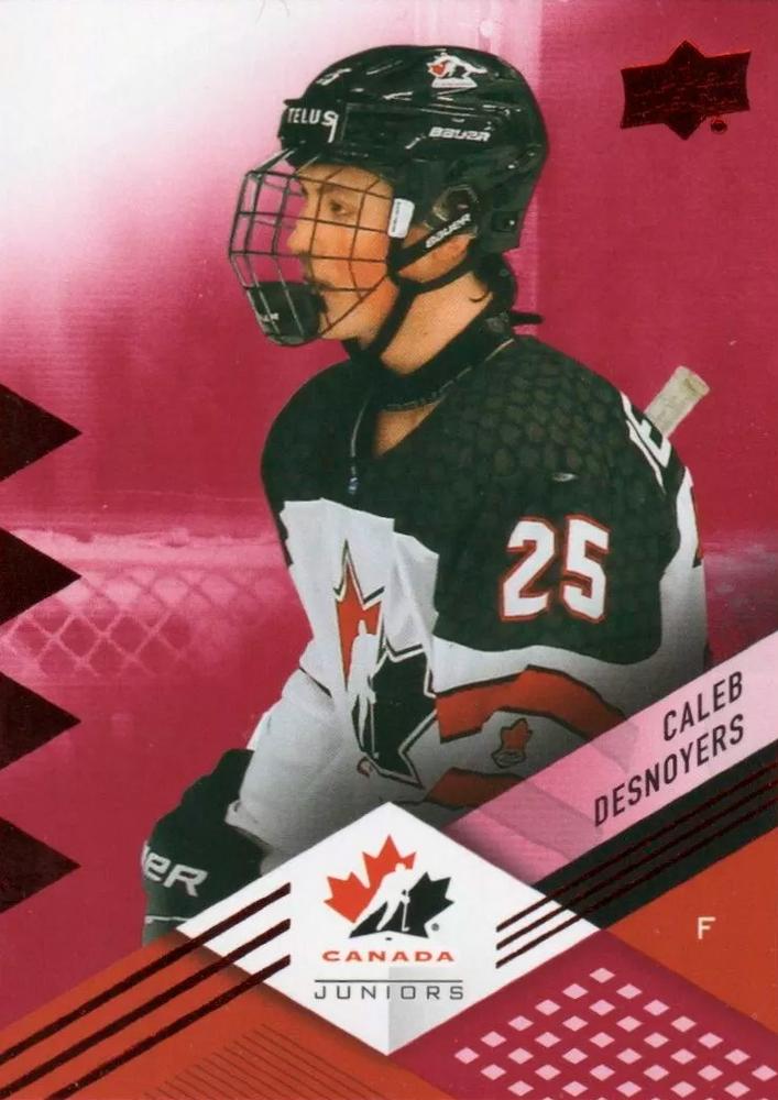 #65 Caleb Desnoyers - Canada - 2024 Upper Deck Team Canada Juniors - Red Foil Hockey