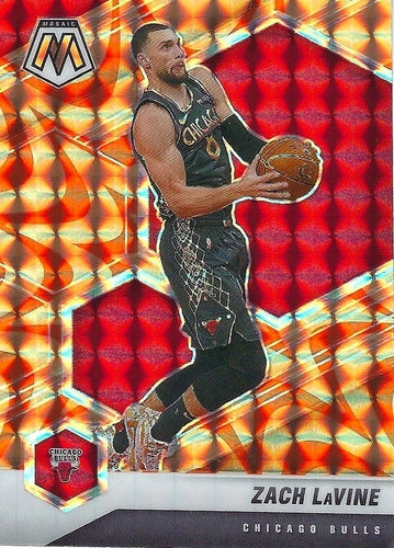 #66 Zach LaVine - Chicago Bulls - 2020-21 Panini Mosaic - Mosaic Reactive Orange Basketball