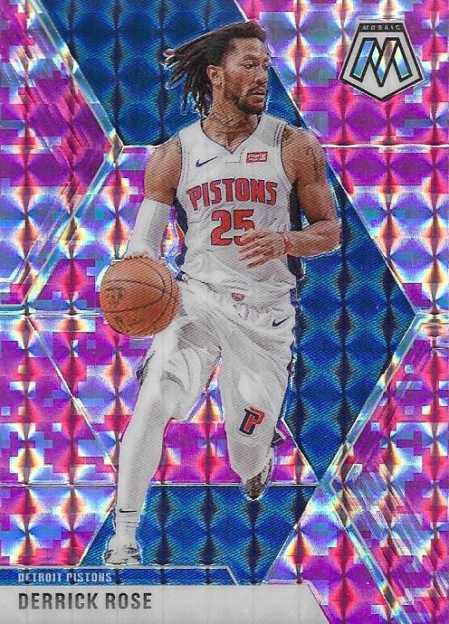 #67 Derrick Rose - Detroit Pistons - 2019-20 Panini Mosaic - Camo Pink Basketball