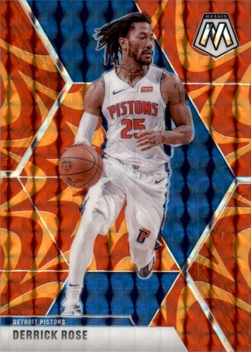 #67 Derrick Rose - Detroit Pistons - 2019-20 Panini Mosaic - Reactive Orange Basketball