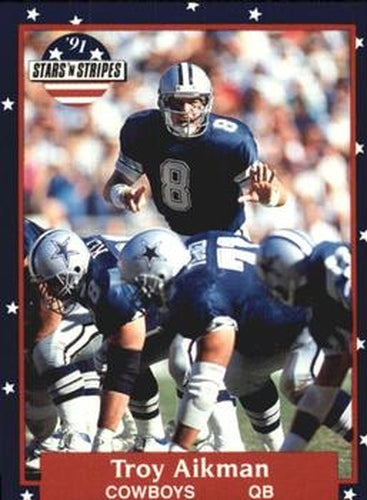 #69 Troy Aikman - Dallas Cowboys - 1991 Fleer Stars 'n Stripes Football
