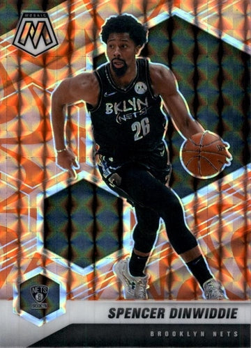 #6 Spencer Dinwiddie - Brooklyn Nets - 2020-21 Panini Mosaic - Mosaic Reactive Orange Basketball