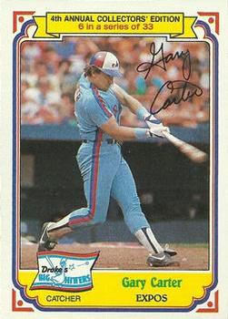 #6 Gary Carter - Montreal Expos - 1984 Topps Drake's Big Hitters Baseball
