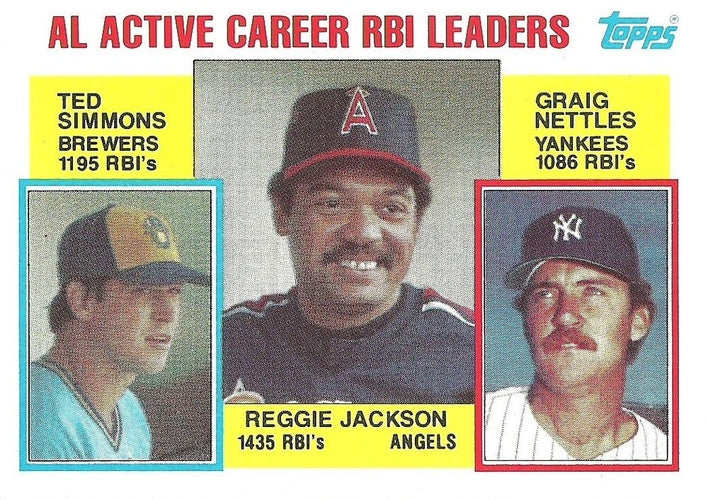 #713 AL Active Career RBI Leaders Reggie Jackson / Ted Simmons / Graig Nettles - California Angels / Milwaukee Brewers / New York Yankees - 1984 Topps Baseball