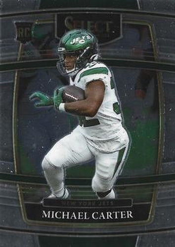 #71 Michael Carter - New York Jets - 2021 Panini Select - Black and Gold Prizm Die Cut Football