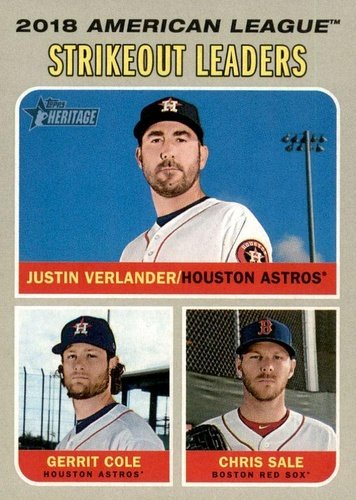 #72 2018 A.L. Strikeout Leaders Justin Verlander / Gerrit Cole / Chris Sale - Houston Astros / Boston Red Sox - 2019 Topps Heritage Baseball
