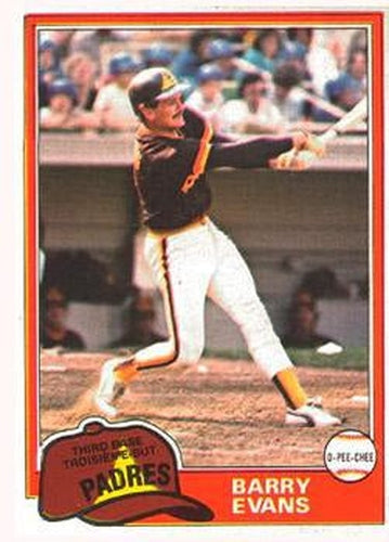 #72 Barry Evans - San Diego Padres - 1981 O-Pee-Chee - Gray Back Baseball