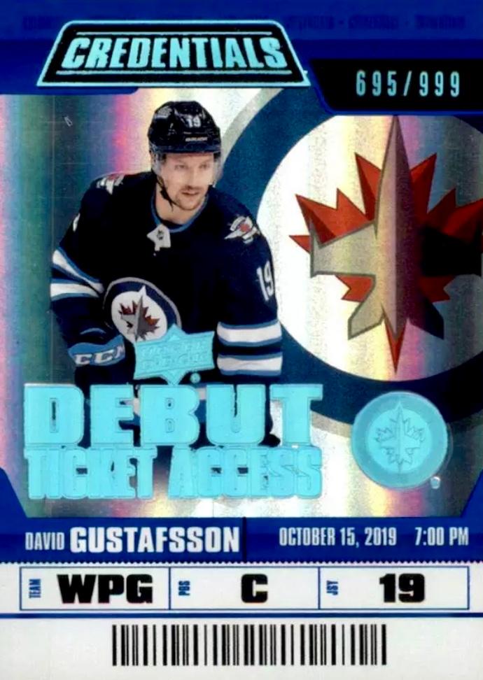 #74 David Gustafsson - Winnipeg Jets - 2019-20 Upper Deck Credentials Hockey
