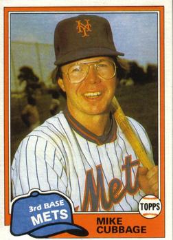 #752 Mike Cubbage - New York Mets - 1981 Topps Baseball