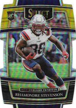 #75 Rhamondre Stevenson - New England Patriots - 2021 Panini Select - Black and Gold Prizm Die Cut Football