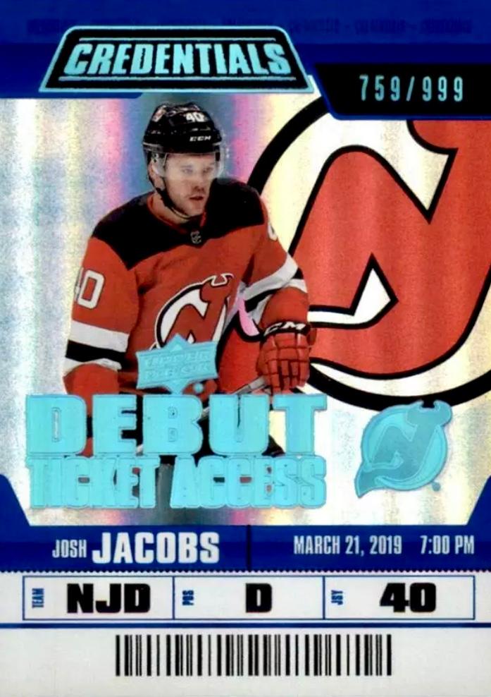 #75 Josh Jacobs - New Jersey Devils - 2019-20 Upper Deck Credentials Hockey