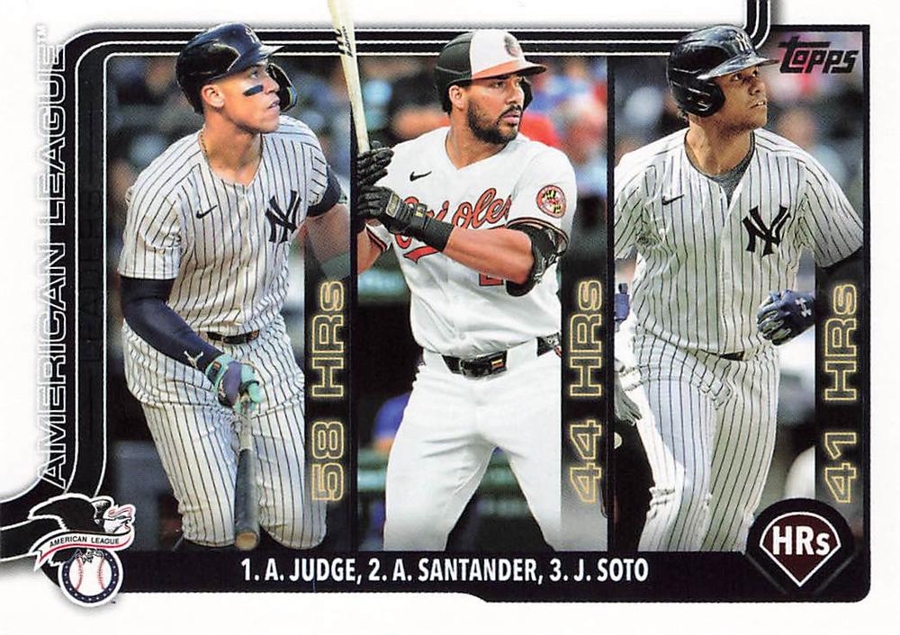 #79 American League Leaders HR (Aaron Judge / Anthony Santander / Juan Soto) - New York Yankees / Baltimore Orioles - 2025 Topps Baseball