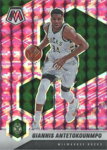 #80 Giannis Antetokounmpo - Milwaukee Bucks - 2020-21 Panini Mosaic - Mosaic Camo Pink Basketball