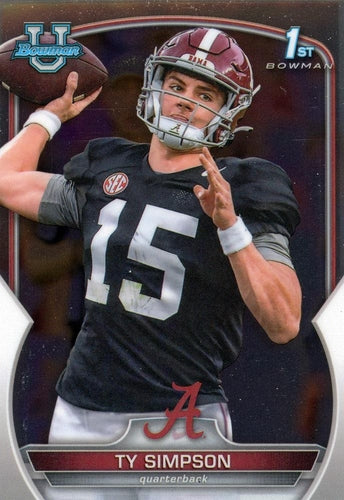 #80 Ty Simpson - Alabama Crimson Tide - 2022 Bowman Chrome University Football