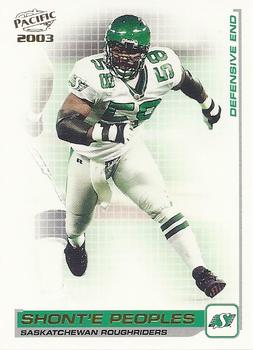 #82 Shont'e Peoples - Saskatchewan Roughriders - 2003 Pacific CFL Football