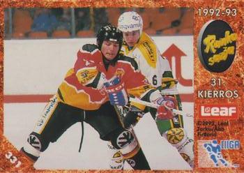#331 Runkosarja 31. Kierros - Ilves Tampere / KalPa Kuopio - 1993-94 Leaf Sisu SM-Liiga (Finnish) Hockey