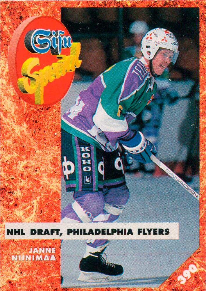 #390 Janne Niinimaa - Philadelphia Flyers - 1993-94 Leaf Sisu SM-Liiga (Finnish) Hockey