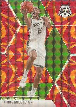 #85 Khris Middleton - Milwaukee Bucks - 2019-20 Panini Mosaic - Reactive Orange Basketball