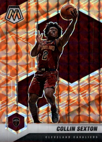 #85 Collin Sexton - Cleveland Cavaliers - 2020-21 Panini Mosaic - Mosaic Reactive Orange Basketball