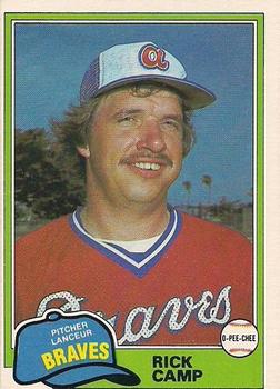 #87 Rick Camp - Atlanta Braves - 1981 O-Pee-Chee - Gray Back Baseball