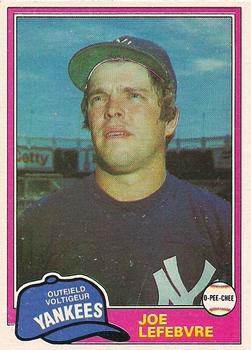 #88 Joe Lefebvre - New York Yankees - 1981 O-Pee-Chee - Gray Back Baseball