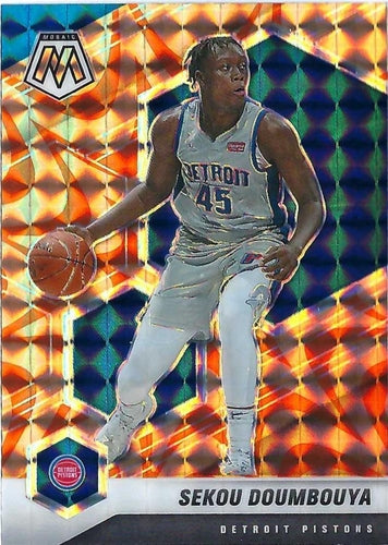 #89 Sekou Doumbouya - Detroit Pistons - 2020-21 Panini Mosaic - Mosaic Reactive Orange Basketball