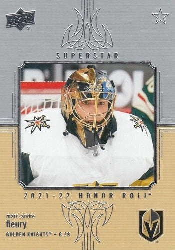#HR-8 Marc-Andre Fleury - Vegas Golden Knights - 2021-22 Upper Deck - Honor Roll Hockey