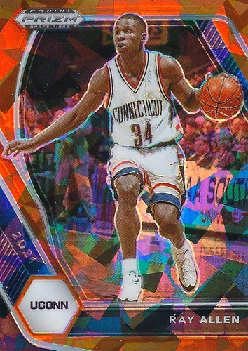 #91 Ray Allen - Connecticut Huskies - 2021 Panini Prizm Draft Picks - Orange Ice Basketball