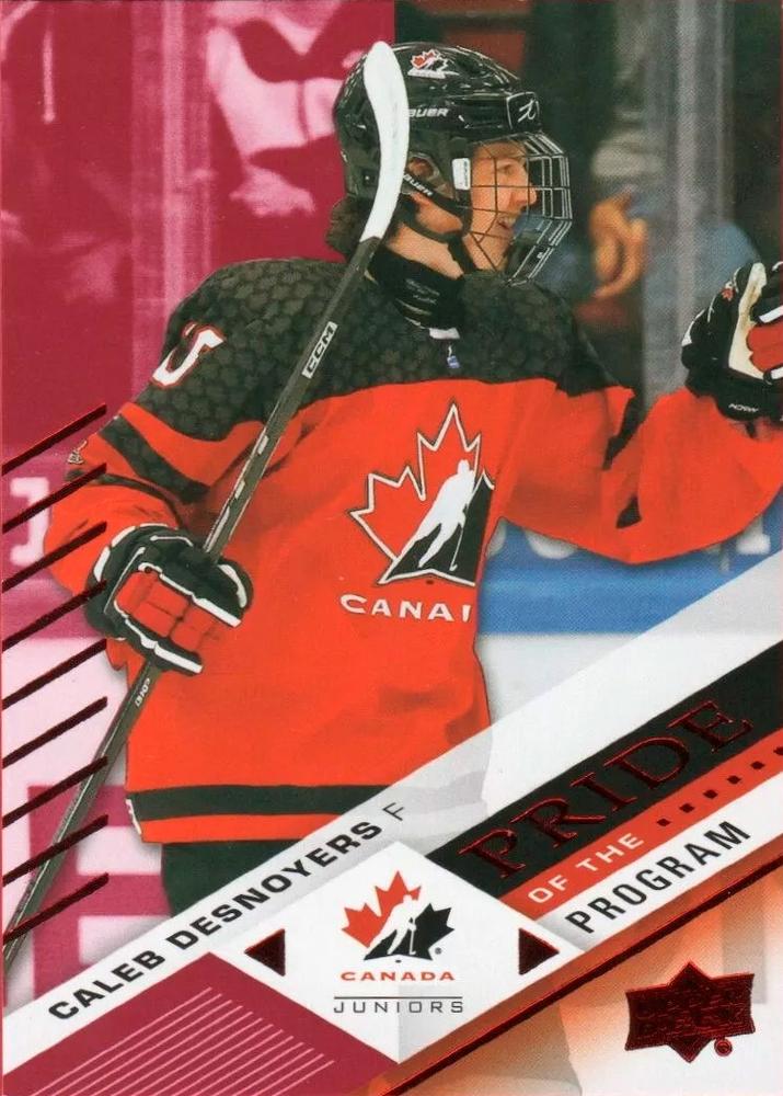 #91 Caleb Desnoyers - Canada - 2024 Upper Deck Team Canada Juniors - Red Foil Hockey