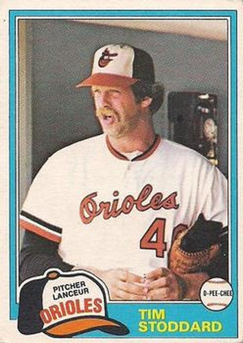 #91 Tim Stoddard - Baltimore Orioles - 1981 O-Pee-Chee - Gray Back Baseball