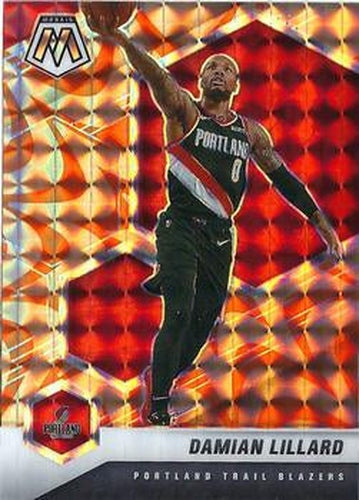 #93 Damian Lillard - Portland Trail Blazers - 2020-21 Panini Mosaic - Mosaic Reactive Orange Basketball