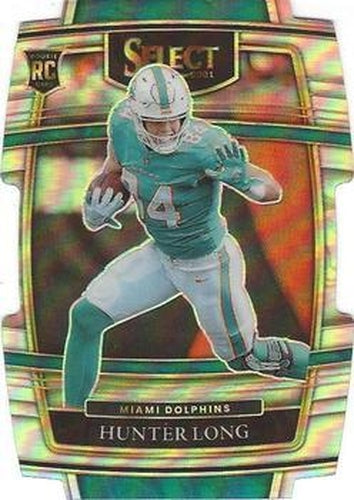 #93 Hunter Long - Miami Dolphins - 2021 Panini Select - Silver Prizm Die Cut Football