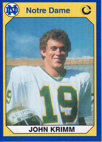 #93 John Krimm - Notre Dame Fighting Irish - 1990 Collegiate Collection Notre Dame Football