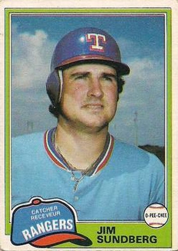 #95 Jim Sundberg - Texas Rangers - 1981 O-Pee-Chee - Gray Back Baseball