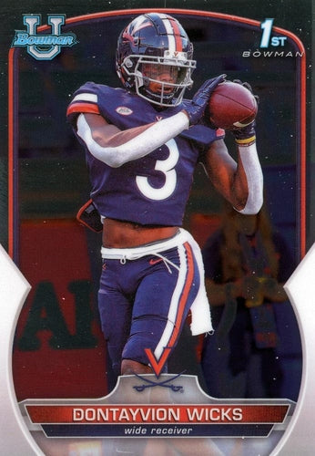 #96 Dontayvion Wicks - Virginia Cavaliers - 2022 Bowman Chrome University Football