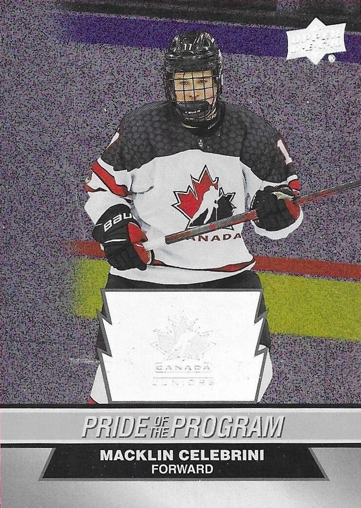 #97 Macklin Celebrini - Canada - 2023 Upper Deck Team Canada Juniors - Patterned Foilboard Hockey