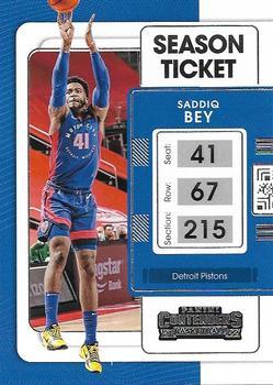 #98 Saddiq Bey - Detroit Pistons - 2021-22 Panini Contenders Basketball