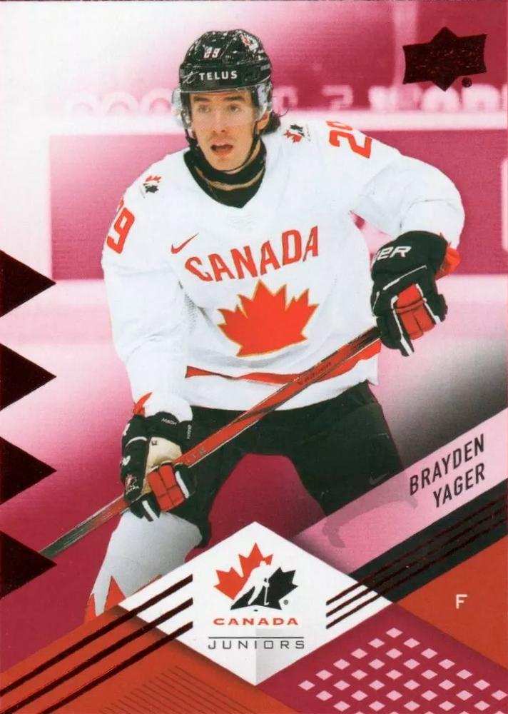 #9 Brayden Yager - Canada - 2024 Upper Deck Team Canada Juniors - Red Foil Hockey
