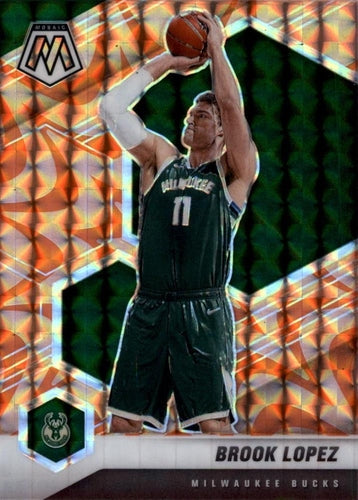 #9 Brook Lopez - Milwaukee Bucks - 2020-21 Panini Mosaic - Mosaic Reactive Orange Basketball